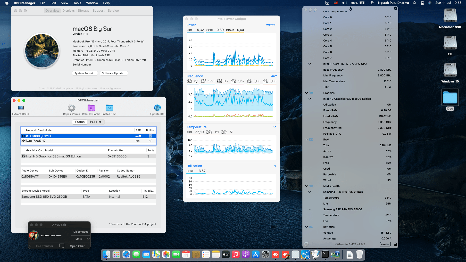 Success Hackintosh macOS Big Sur 11.4 Build 20F71 in Asus ROG GL553VD-FY280T